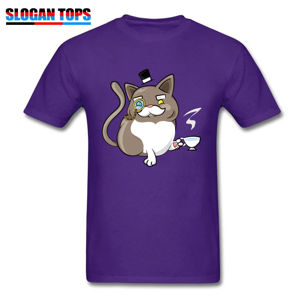 Party Fancy Cat Crewneck T Shirt Summer Fall T Shirt Short Sleeve for Men 2018 Fashion 100% Cotton Camisa T-shirts Fancy Cat purple