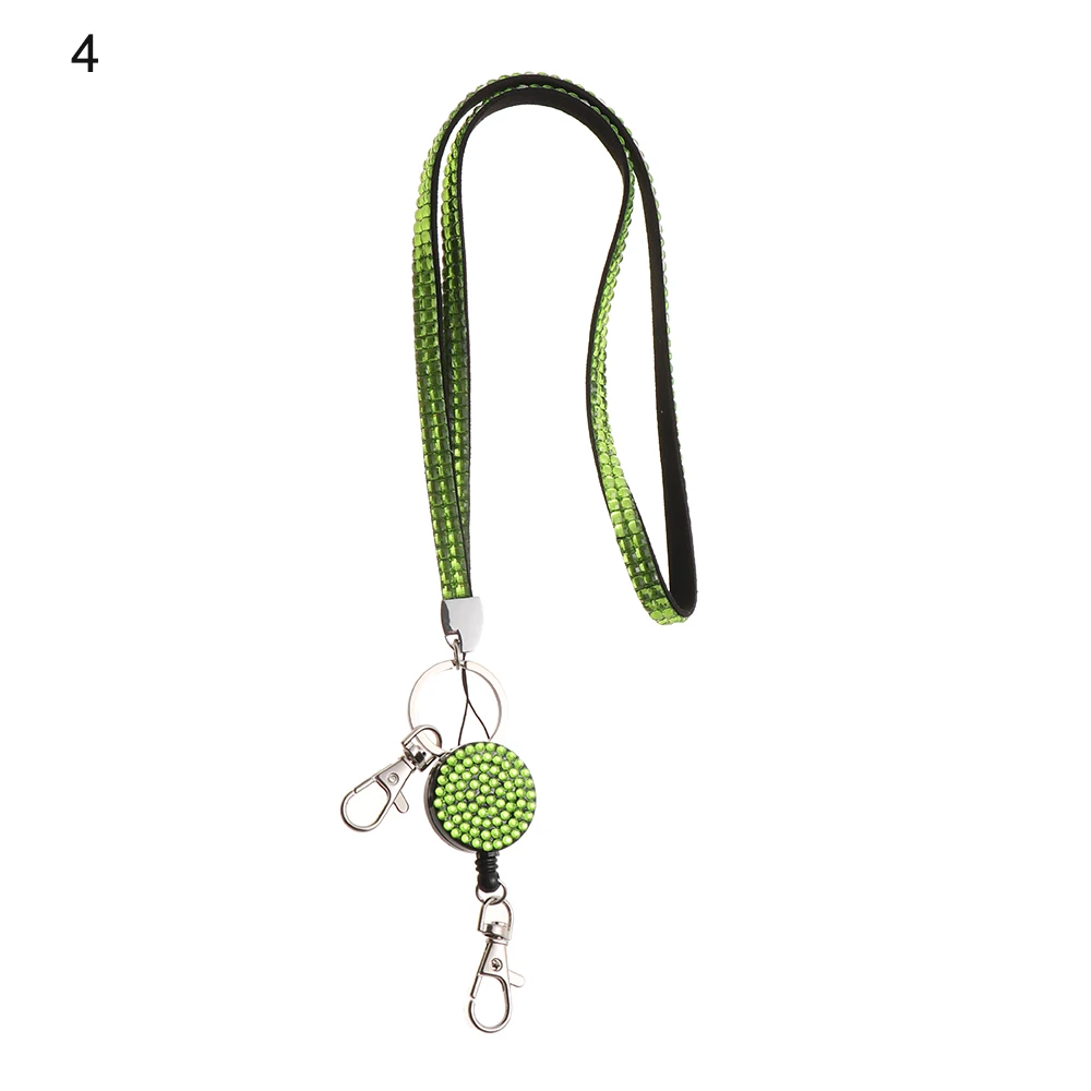 Unisex ID Card Holder Neck Strap Rhinestone Retractable Reel Hanging Rope Lanyard Lightweight Neck Strap Office Supplies - Цвет: 4