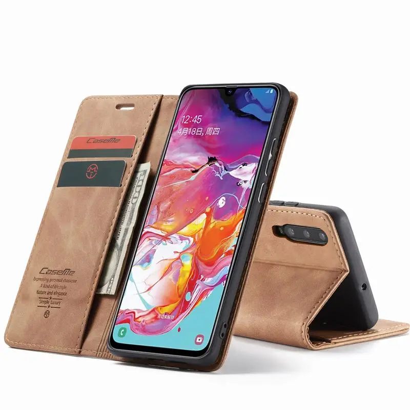 Чехол-книжка для samsung Galaxy A70, чехол-кошелек, Магнитная крышка, чехол для samsung A70 A 70, роскошный винтажный Матовый кожаный чехол для телефона s