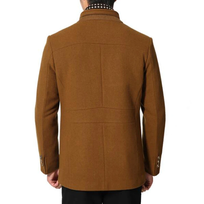 Зимний мужской плащ, повседневное толстое шерстяное пальто, мужское шерстяное пальто со стоячим воротником, со съемным шарфом, парка, Casaco Masculinos