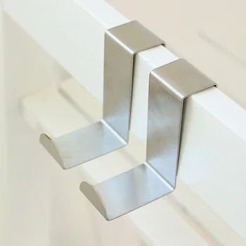 

2 Pcs Stainless Steel Over Door Hooks Drawer Hanger Robe Towel Clothes Coats Hat