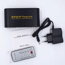 Лидер продаж SPDIF/TOSLINK оптический цифровой аудио 4x2 правильная матрица + дистанционное управление 4 входа 5 В мощность адаптер