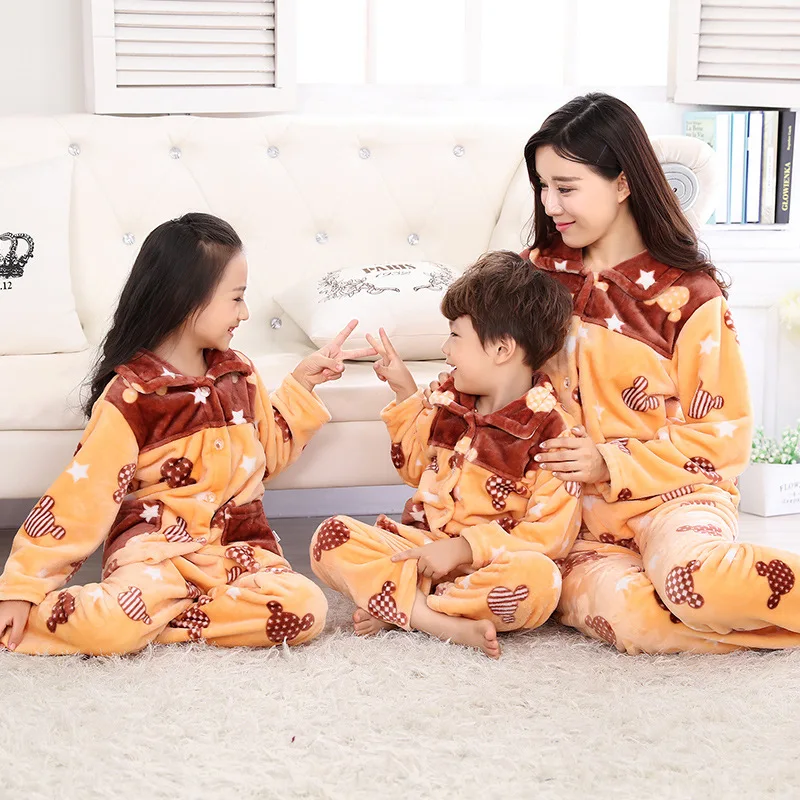 

Spring Mother and Daughter Matching Pajamas Soft Flannel Family Matching Pjs Girls Homewear Warm Pajamas for Women