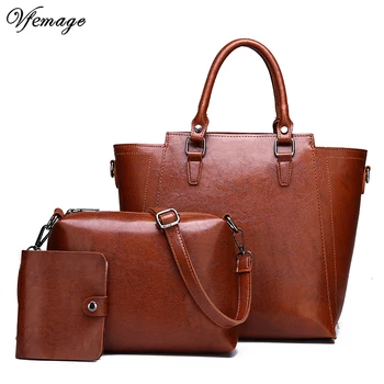 

Vfemage 2019 Women Handbag 3Pcs/Set Composite Bags Ladies Shoulder Bag Large Capacity Female Handbags Purse Bolsa Feminina