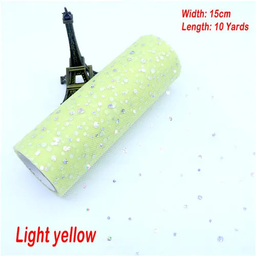 L-yellow 10yards Блестящий рулон тюля с блестками 10 ярдов 15 см катушка пачка свадебное украшение Bady душ органза лазер DIY ремесло день рождения принадлежности - Цвет: L-yellow 10yards
