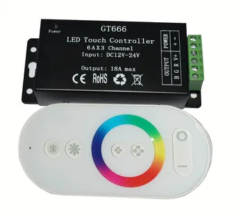 

RGB LED controller with WHITE RF touch remote;DC12-24V input;6A*3CH output