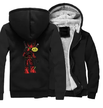 

2018 Funny Print Cartoon DEADPOOL GROOT Zipper Jacket Male Autumn Winter Thick Fleece Hoodies For Men Hip Hop Streetwear Jackets