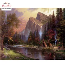 Золотое панно, сделай сам, полный, алмазная вышивка, гора, фото на заказ, алмазная живопись, вышивка крестиком, 3D, Алмазная мозаика, Рождество 87