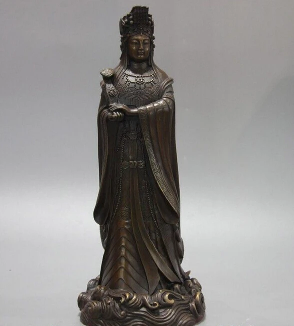 

wholesale factory Chinese Bronze Copper Poseidon Sea God Ruyi Matsu Bodhisattva Statue Sculpture