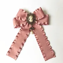 Модный женский галстук-бабочка женский ретро большой бант колледж Британский длинный поплавок рубашка платье декольте орнамент