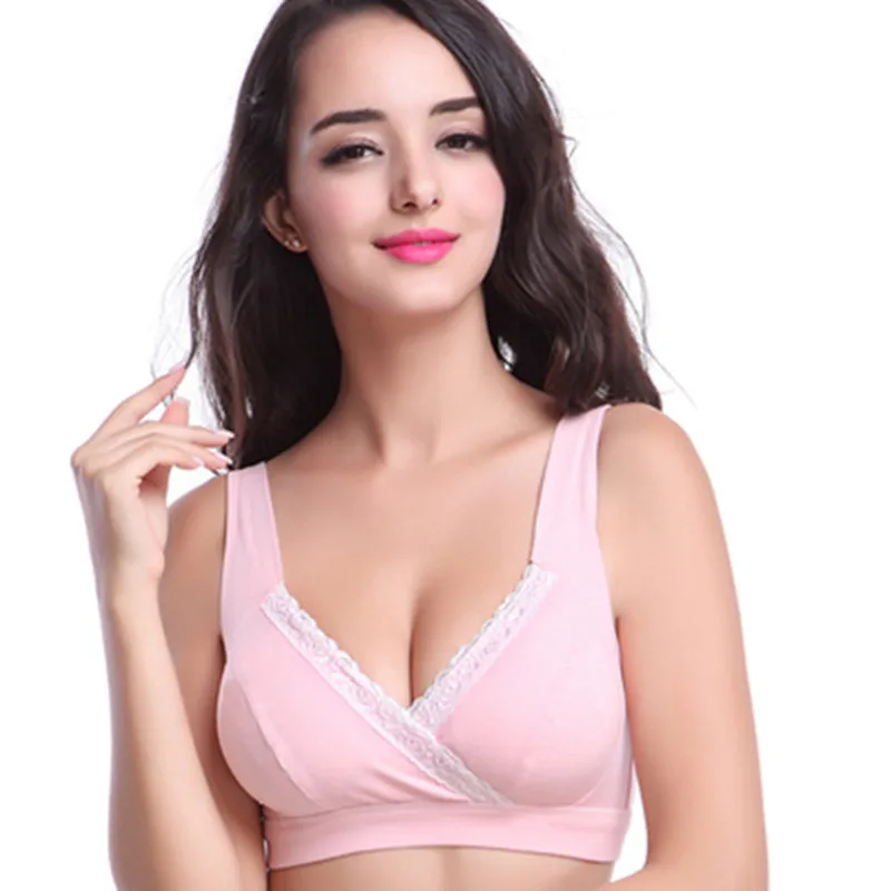 Fiber Bamboo Soft Cotton Materal Nursing Bra Anti SaggingPregnant Women Underwear Solid Dot Lace Sleeping Bras