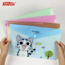 1 PC Cute Cheese Cat PVC A4 File Folder Document Filing Bag Stationery Bag School Office Supplies