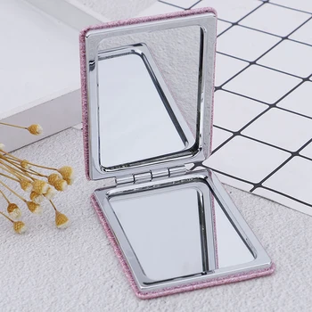 

1Pc Pink Portable Square Travel Mirror Gift Pocket Cute Double Side Folding Mini Compact Makeup Mirror For Women Girl