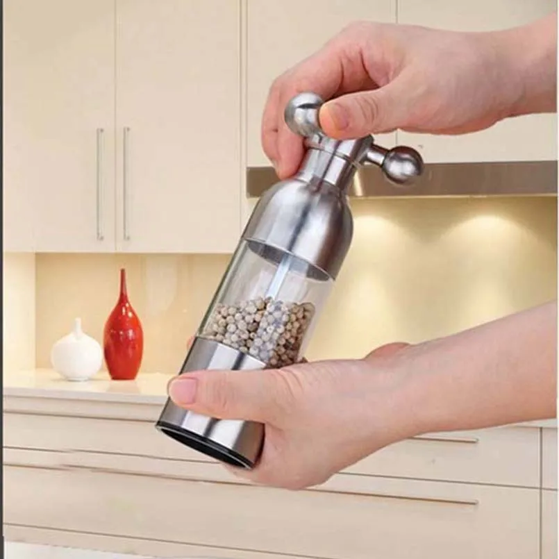 

Kitchen Stainless Steel Adjustable Pepper Grinder Manual Rudder Salt&Pepper Mills Ceramic Grinding Core Modern Seasoning Tools
