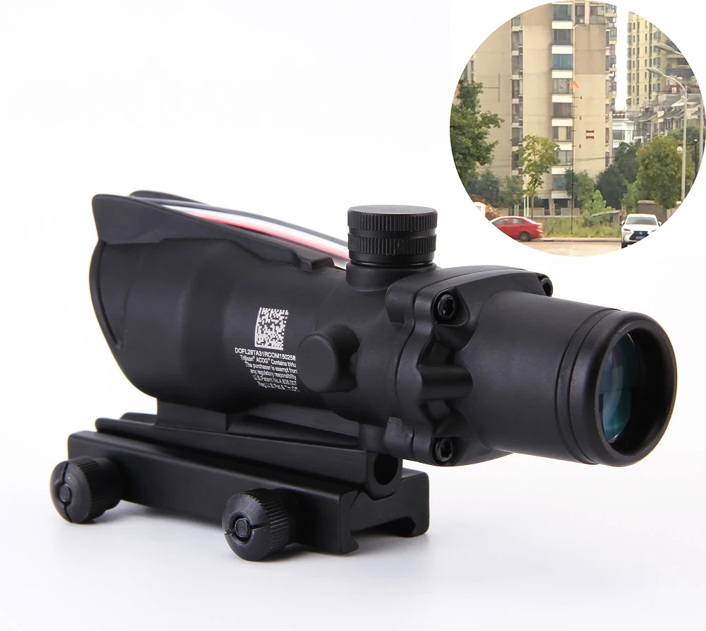 

Trijicon ACOG Hunting Air soft 4X32 Rifle scope Red Optical Scope black Tactical Riflescope w/ Tri-Illuminated Chevron Recticle