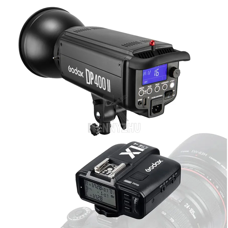 DHL, Godox DP400II, 400 Вт, 2,4 г, беспроводная X система, студийный стробоскоп, вспышка, светильник 400Ws GN65 Pro, светильник для фотосъемки, вспышка, светильник - Цвет: DP400II and X1T-C