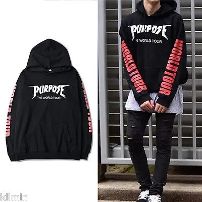 

USA 2019 Justin Bieber Purpose The World Tour Hoodie Sweatshirt Black Unisex