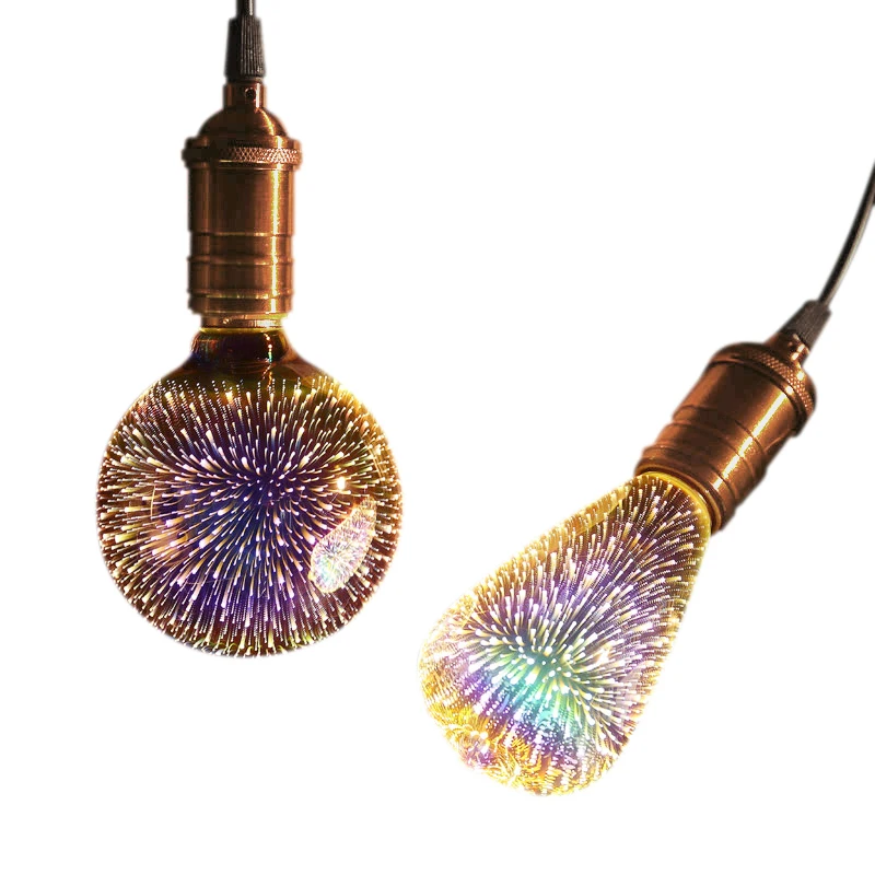 

3D Creative Night Light LED E27 Edison Bulb Aroma Lamp Essential Oil Aroma Diffuser Firework Dazzle Color Bulbs Xmas Decoration