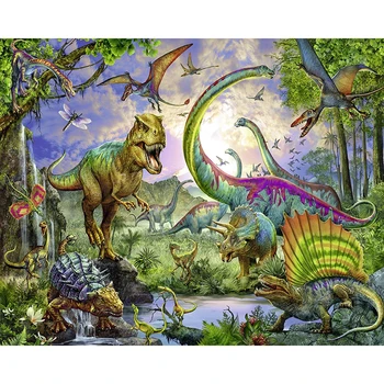 

LZAIQIZG Diamond Painting Animal Pictures of Rhinestones Diamond Embroidery Needlework Dinosaur Diamond Mosaic Handmade Crafts