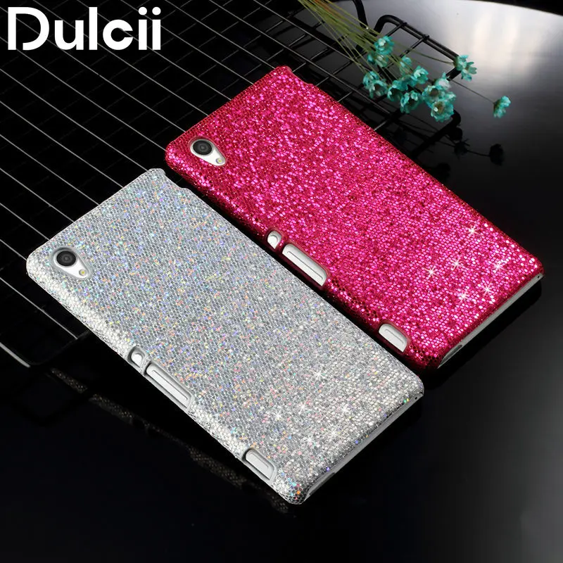 Dulcii Phone Case for Sony Xperia M4 Aqua Glittery Sequins Coated Hard Plastic Cover Experia / Dual |