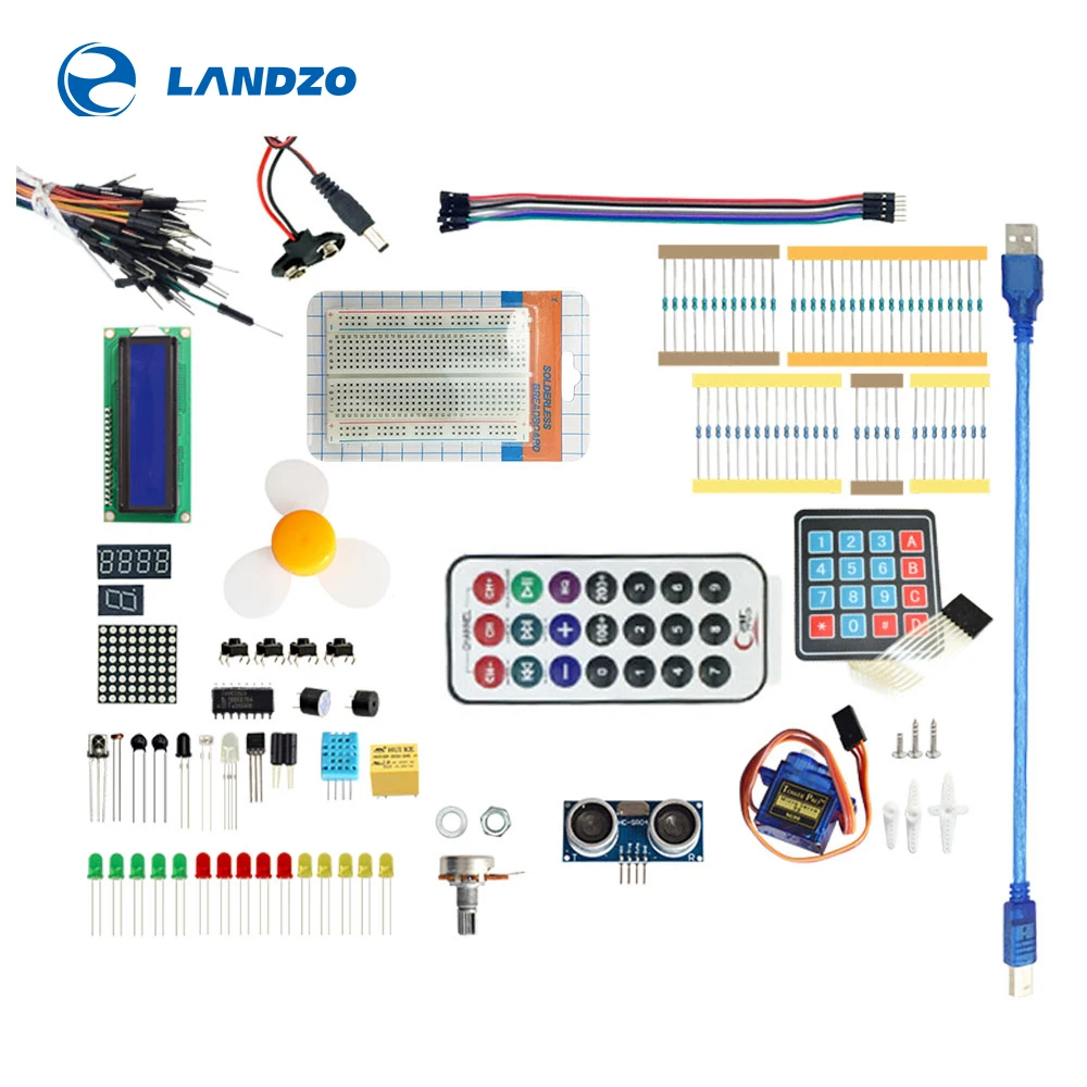 

UNO R3 Starter kit Learning Kit Upgraded version 9G Server / sensor / 1602 LCD / jumper Wire / UNO R3 / Resistor