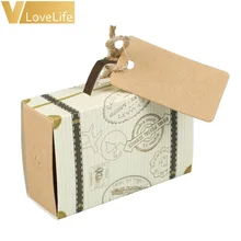 10 Uds. Caja de dulces de la maleta del Favor de la boda de la vendimia Mini cajas de Chocolate bolsas dulces para los favores de la boda y la decoración de los regalos