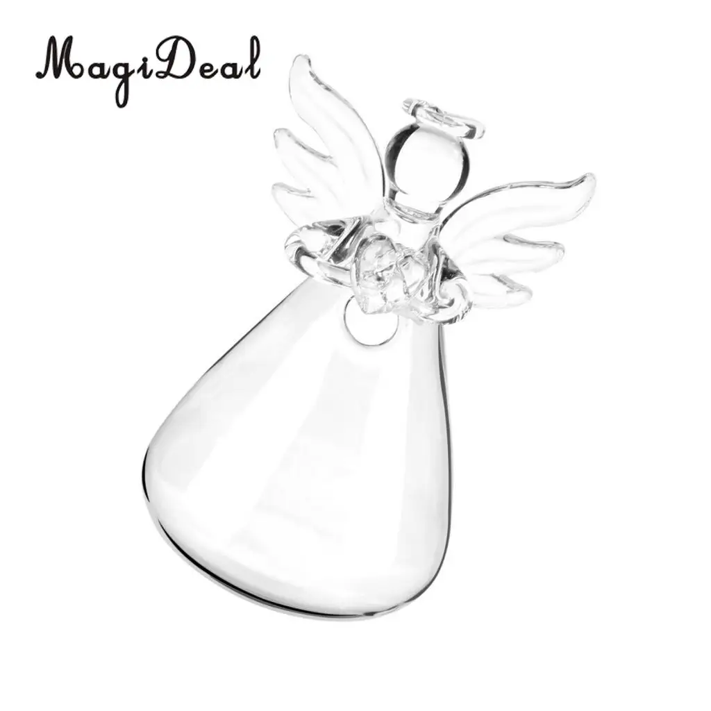 MagiDeal Handmade Angel Clear Glass Wall Hanging Vase Bottle for Plant Flower Bedroom Living Room Office Home Decor Friends Gift