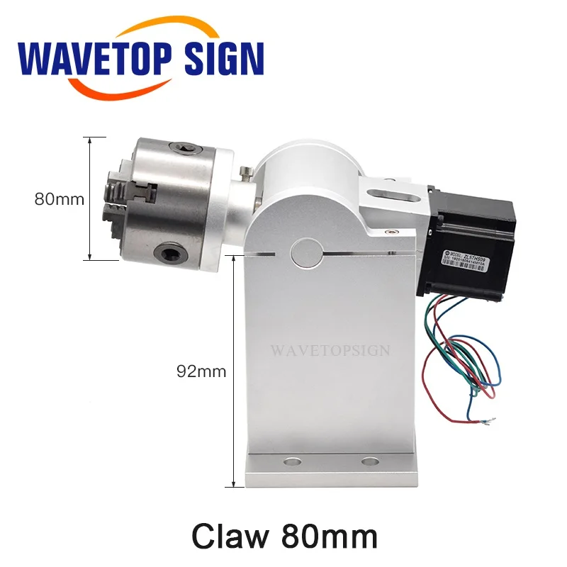 WaveTopSign поворотный Рабочий стол с зажимом Dia.80 100 мм 2 фазы шаговый двигатель+ Драйвер+ блок питания DC24V для лазерной маркировки машины - Цвет: Claw 80mm