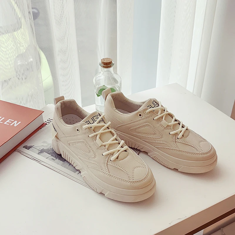 

Women Sneakers 2019 Fashion Vulcanized Shoes Pu leather Platform Lace up Casual White Tenis Feminino Zapatos De Mujer 2005