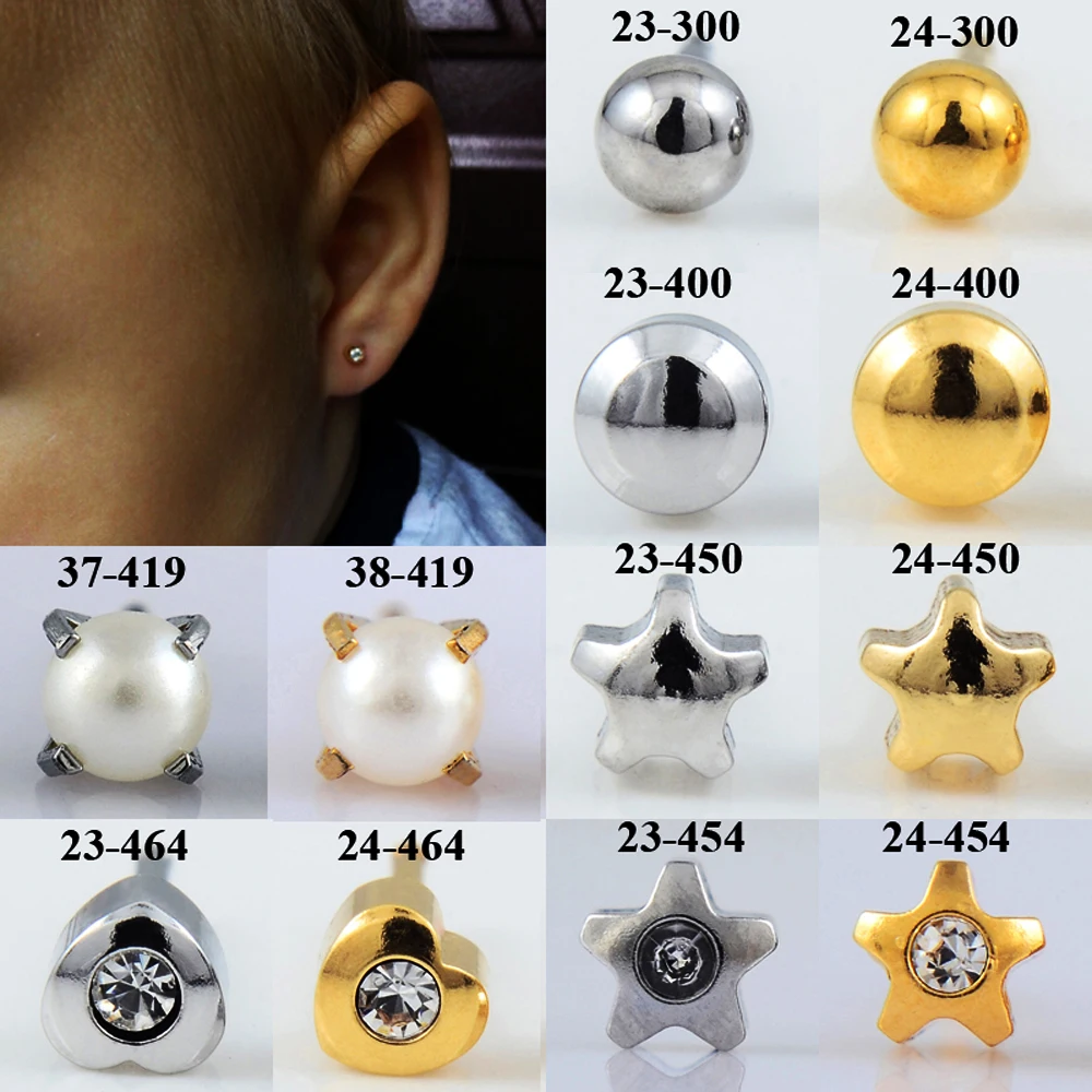 

PAIR 20g Stainless Steel Ear Cartilage Tragus Studs Earring Piercing Push-Back Ear Jewelry with Full Round, Gem Heart, Pearl
