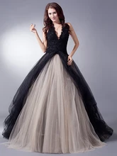 Cecelle 2016 Real Gothic Black Ball Gown Wedding Dresses Halter Beaded Appliques Vintage Non White Bridal Gowns Non Traditional