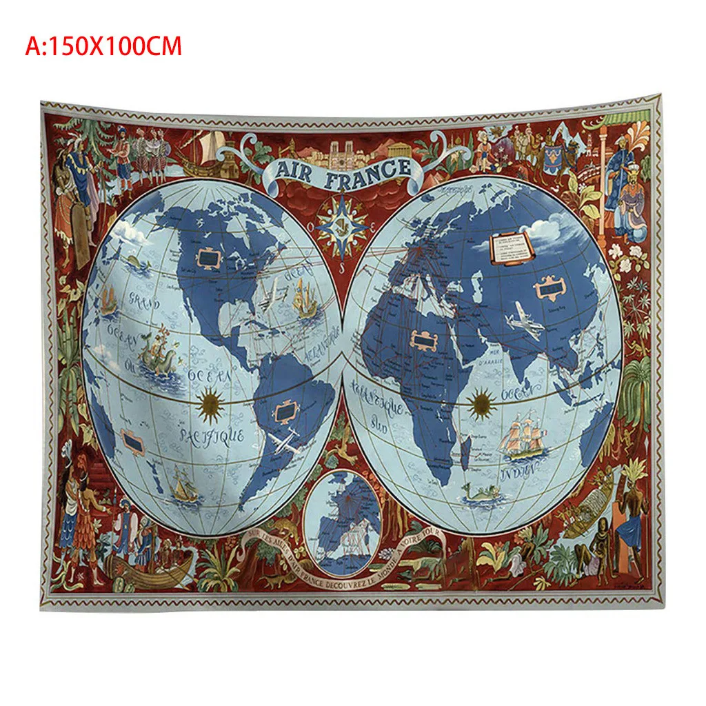 HSU World Map Wall Art Home Decor Tapestry Black Wall Tapestry Hanging Boho Hippie Tapestry Beach Coverlet league of legend