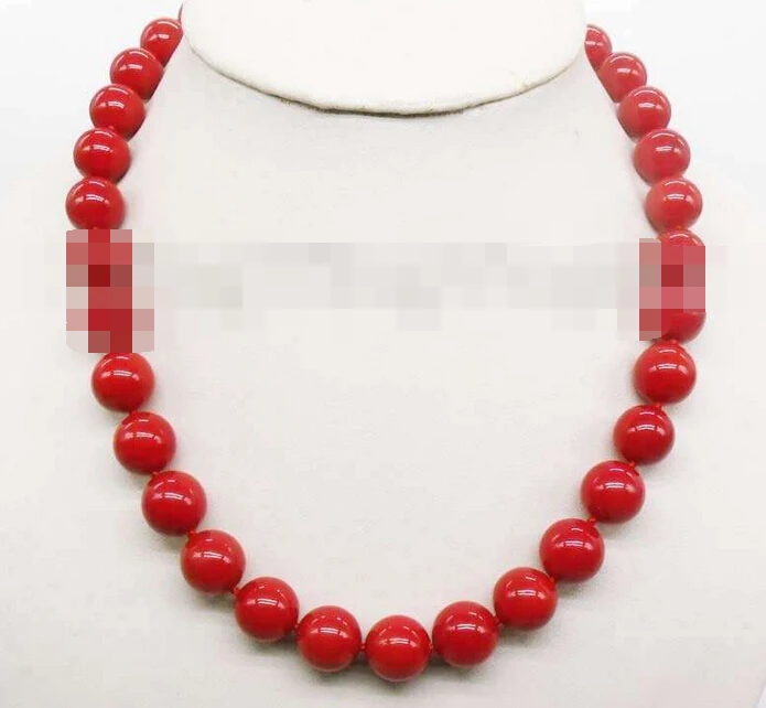 

3226 Red Round Natural Sea Shell Pearl chain necklace