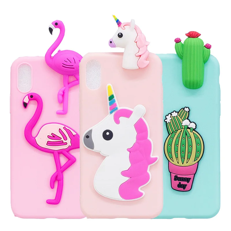 

Cute 3D Unicorn Flamingos Cartoon Case For iPhone X Capa Silicon Soft Phone Cases For iPhone 8 7 7Plus 6 6S Plus SE 5 5S Cover
