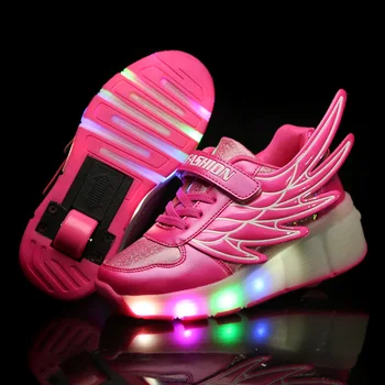 

Kids Wheel Sneakers with Led Light up Girls Shoes with wheels Sport Luminous Shoes for Kids Boys tenis infantil