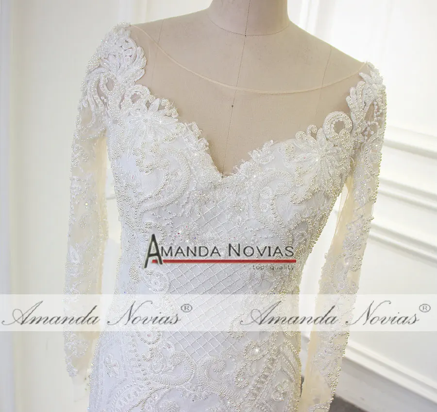 Потрясающее Полностью Бисероплетение блестящая Русалка Свадебное Платье Аманда новиас настоящая работа Высокое качество