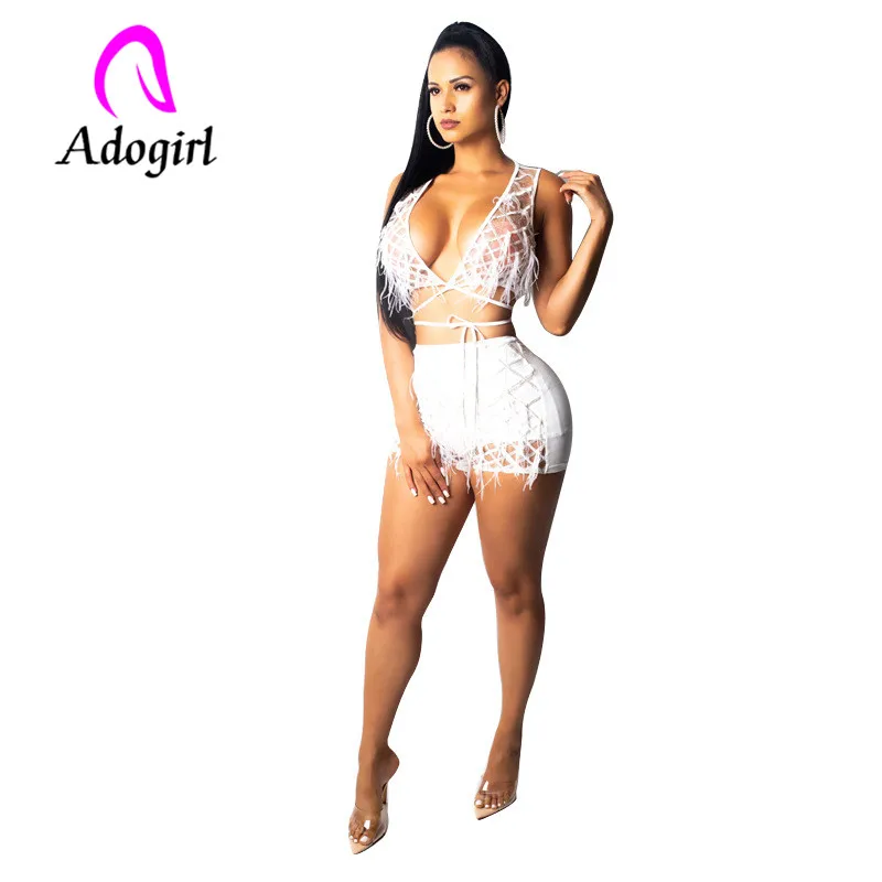 

Adogirl plaid woven hollow out playsuits sexy vest type sequined jumpsuit braid mesh hot shorts open bra women bodysuit