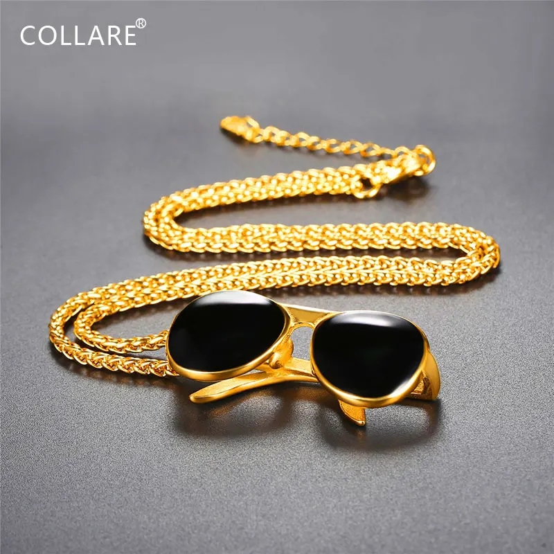 Collare Sunglasses Pendant Gold Color Eyeglass Hipster Gift Stainless