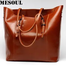 Женская сумка из натуральной кожи, сумка на плечо, женские сумки из воловьей кожи, переносная сумка для покупок, винтажная Большая вместительная сумка-тоут