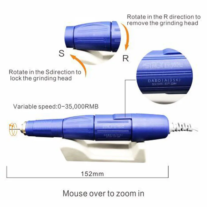 Máquina de Broca do Unha Equipamento da Arte para Unhas Elétrica Forte 210 Modelo 204 Handpiece Manicure Pedicure Unha Arquivo Bit 65 w 35000 Rpm 13 QQ??20190330200352