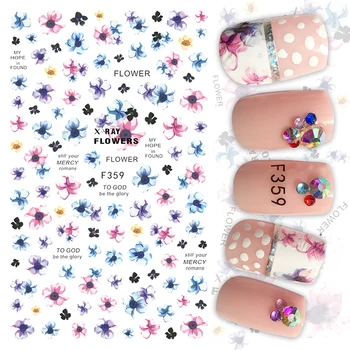 

1pcs 3D Flowers Floral Blossom Super Thin Nail Stickers Tips Nail Adhesive Decals Designs Manicure Decoration Nail Wraps F359