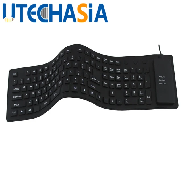 Cheap Foldable Silicone Soft  Keyboard USB  Wired Keyboard Gaming Waterproof Keyboard Standard 109 key Mute for Desktop PC