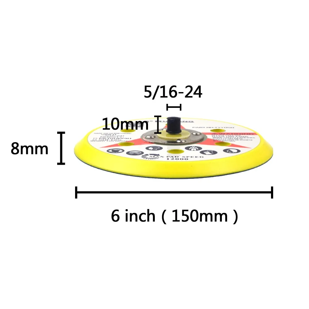 6 дюймов(150 мм) 5/16-24 папа 6 отверстий PSA виниловые задние шлифовальные колодки для самоклеящейся абразивной наждачная бумага для полирования Аксессуары для инструментов