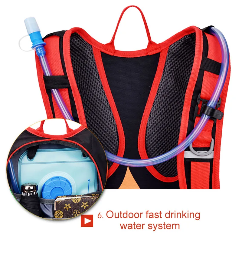 Походный рюкзак, светильник для альпинизма, велосипедная сумка для воды, походные сумки, водонепроницаемая Светоотражающая полоса, рюкзак для верховой езды, велосипедный шлем, сетка