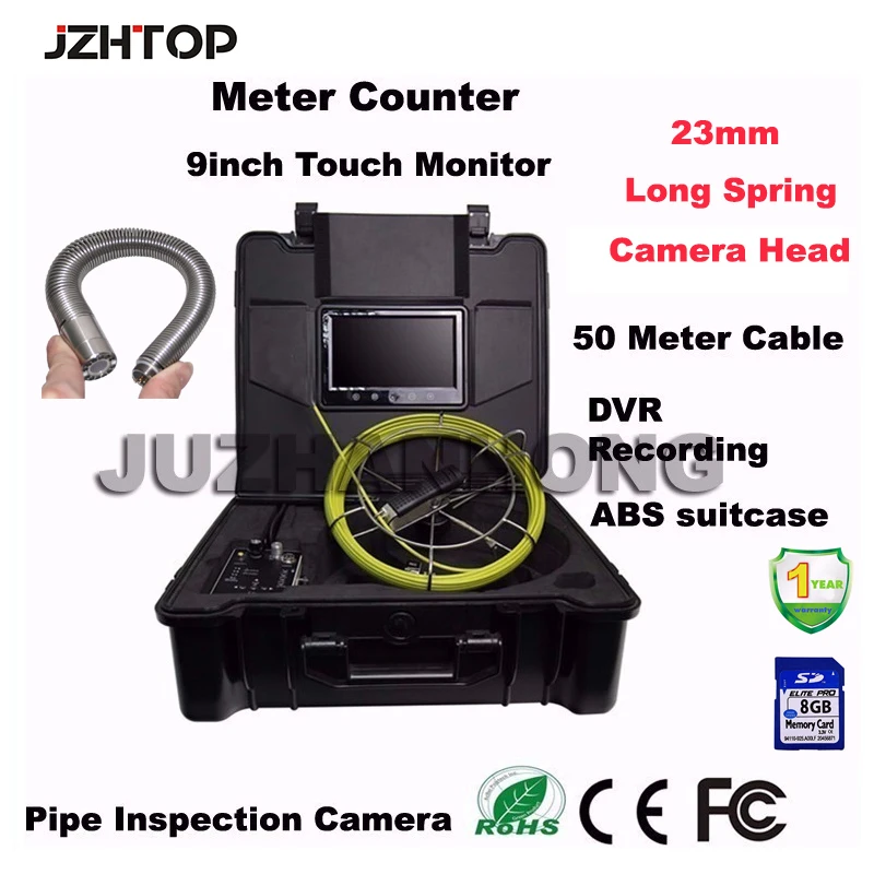 23mm-Long-Spring-Camera-Head-9inch-Monitor-Pipeline-Drain-Sewer-Inspection-Camera-System-DVR-50M-Cable