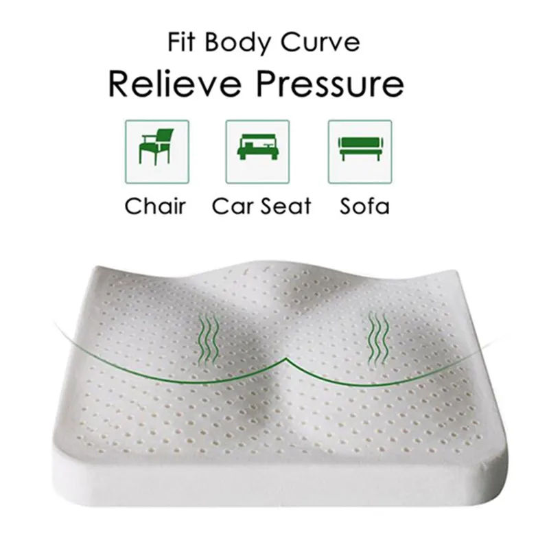 

Natural Latex Seat Cushion Pad Soft Memory Rebound Chair Hip Pillow Mats Breathable Tailbone Coccyx Protect