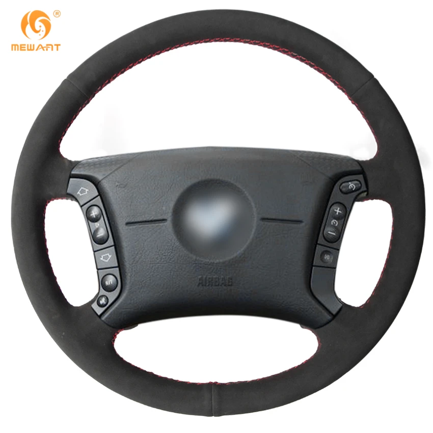 MEWANT Black Suede Car Steering Wheel Cover for BMW E46 318i 325i E39
