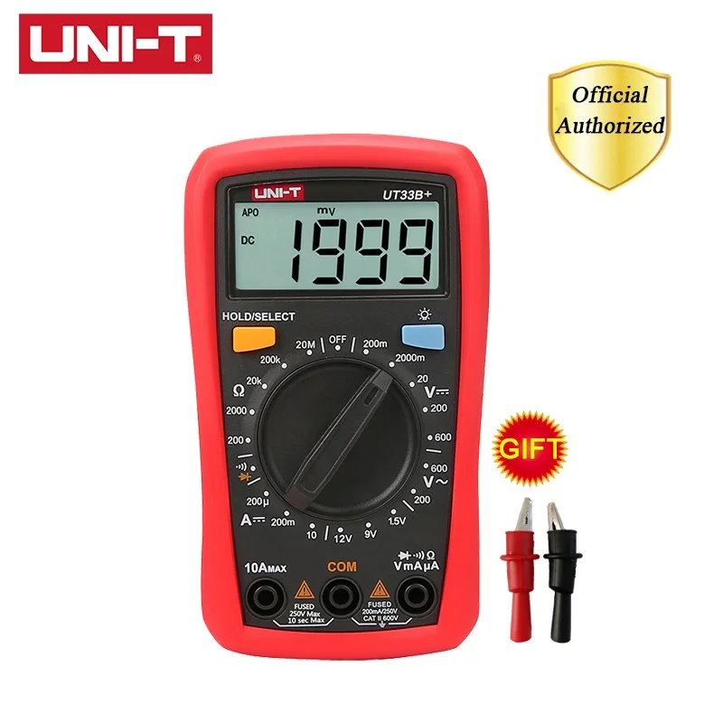 UNI-T UT33A+ UT33B+ UT33C+ UT33D+ цифровой мультиметр AC DC Ток Сопротивление+ 2mF емкость NCV тестер с ЖК-подсветкой - Цвет: UT33B(PLUS)