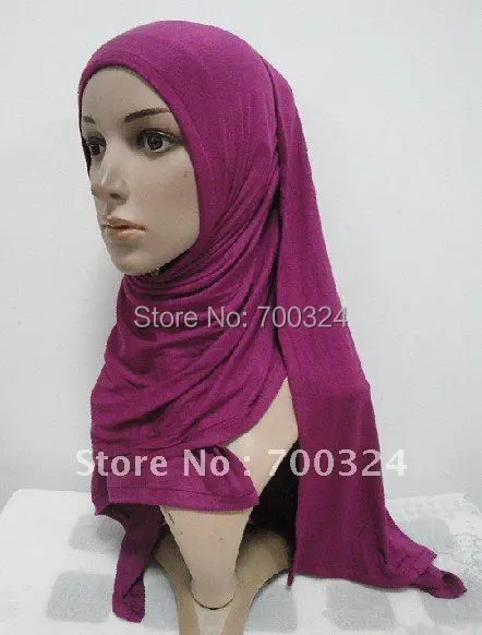 

H256b plain cotton elastic jersey long scarf, mixed colors