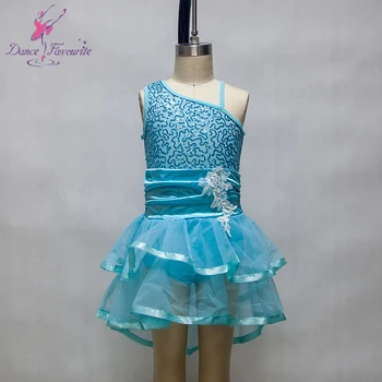 

Pale Blue Ballet Dance Wear For Girl Stage Show High-low Hems And Crinoline Trim Dance Tutu